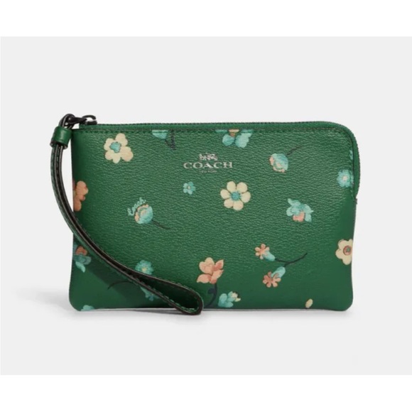 Coach Corner Zip Wristlet With Mystical Floral Print - Picture 1 of 2